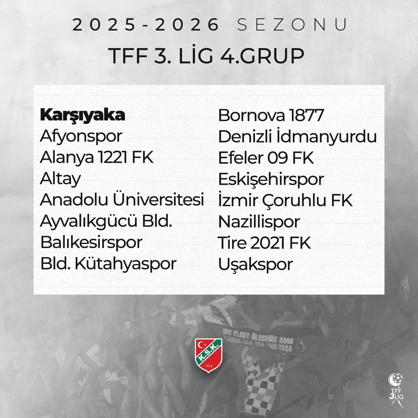 2025-26 Sezonunda TFF 3.Lig 4.Grup'ta Yer Alacağız